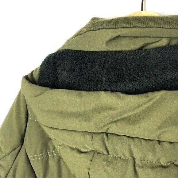 Lucky Brand Missy Army Full Zip Mid Length Olive Green Puffer Utility Coat S - Picture 5 of 5
